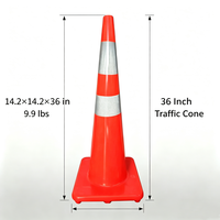 Cônes de signalisation routière de 36 pouces en PVC souple rouge pour le contrôle du trafic et le stationnement, avec base en PVC, faciles à ranger