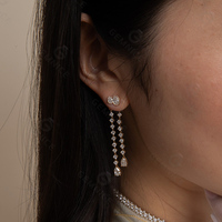 Boucles d'oreilles ovales en argent sterling 925 plaqué or 18 carats avec zircon cubique Gemnel Fashion