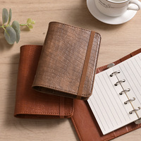 A8 dompet pengikat bujet warna buaya Macaron kustom grosir dompet Mini 5 cincin penggantung anggaran dengan Halaman Dalam