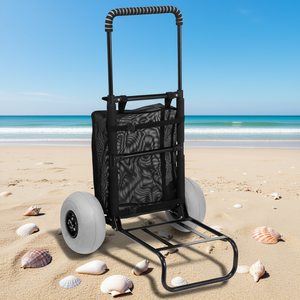 Carrito de Playa Plegable Resistente, Capacidad de 165 Libras, Ruedas de 9 Pulgadas, Bandeja de Metal, Marco de Acero, Carretilla de Transporte Manual - Product Image 2