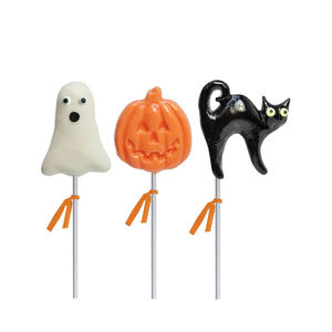 Fábrica al por mayor Halloween Candy 3D dibujos animados calabaza fantasma cabeza duro caramelo fruta piruleta - Product Image 3