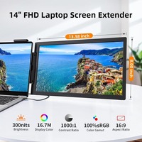 Écran portable extensible pour ordinateur portable de 14 pouces, moniteur portable 1080P 60Hz 62% sRGB 250 Nits 700:1 pour configuration à double écran