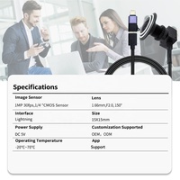 Modul Kamera Tipe-C 720P, 1.66mm 150 °   Lensa Fisheye, Dilengkapi dengan Adaptor Lightning, OTG untuk Peralatan Inspeksi iPad Android