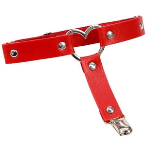 Liguero elástico Punk gótico para mujer, cinturón de Bondage con elástico para pierna y muslo, medias de piel sintética con corazón - Product Image 5