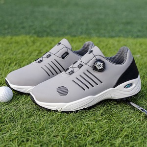Zapatos de Golf Unisex Grises con Sistema de Cordones Boa, Parte Superior de PU, Suela de Goma, Entresuela de EVA, Forro de Malla, Diseño Transpirable e Impermeable - Product Image 3