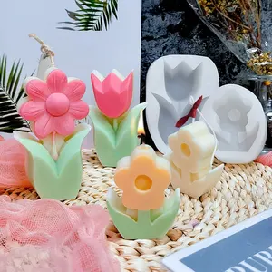 3D çiçek mum kalıp silikon geometrik çiçek sabun silikon kalıp mum yapımı ve çikolata yapma