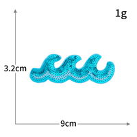 Patchs thermocollants brodés par ordinateur pour vêtements, motifs Série Océan Bleu, Paillettes, Coquillage, Vague, Surf