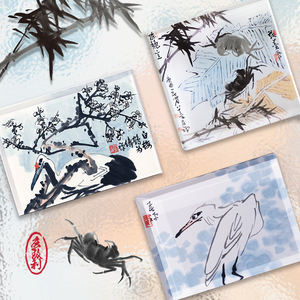 מגנטי אקריליק מסוגננים למקרר, פריחת שזיף לבנה ועגור שכוב - Product Image 6