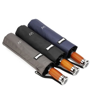 Paraguas de Lujo de 8 Varillas, Estilo Ejecutivo, de Alta Gama, Plegable en 3 Secciones, Automático, con Mango de Madera, Impresión Personalizada - Product Image 3