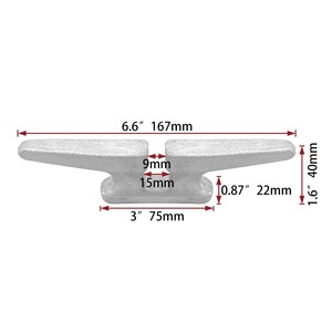 Cleat de Aluminio de 6.6 Pulgadas (167mm) para Amarre de Barcos, Pieza de Repuesto para Herrajes Marinos - Product Image 1