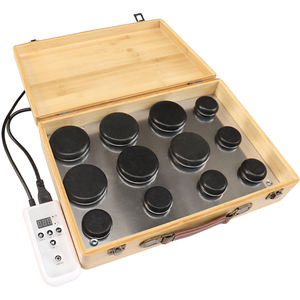 Massageproduct Elektronische Lichaamstherapie Spa Warmer Bamboe Doos Zwart Basalt Rock Hot Stone Verwarmingsdoos - Product Image 1