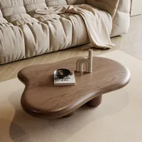 Table Basse Moderne en Bois de Noyer Ronde, Très Vendue, Meuble de Salon avec Piétement en Bois, Table d'Appoint Circulaire pour Canapé, Idéale pour Hôtels