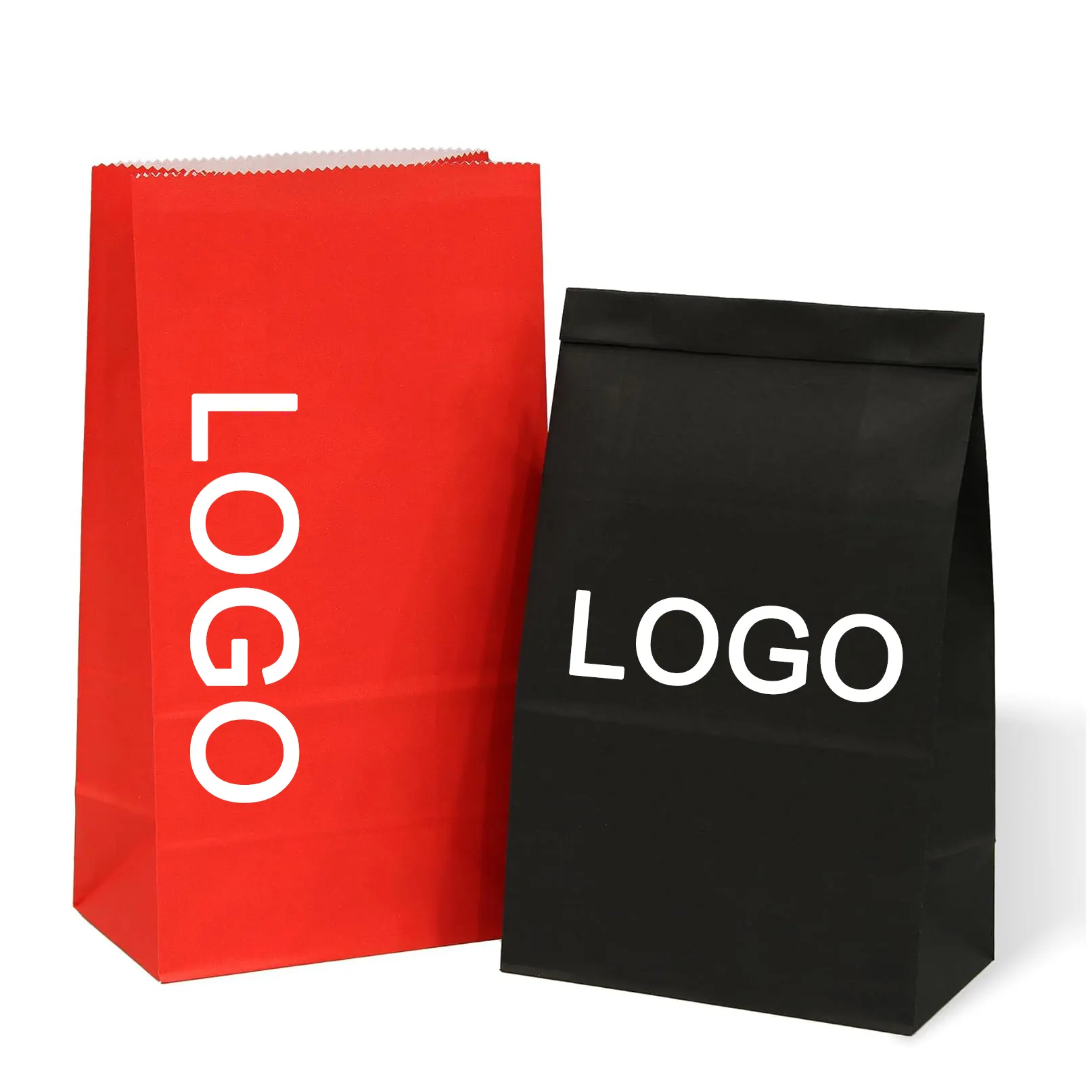 Çevre dostu kişiselleştirin özel logo kırmızı siyah renk hediye wrap çerezler ekmekler gres dayanıklı kağıt ekmek loaf çanta kraft gıda
