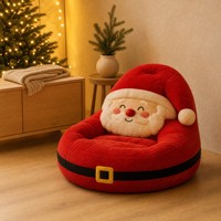 Pouf gonflable pliable sur le thème de Noël pour adultes et enfants, avec doublure intérieure en PVC et housse en tissu peluche, canapé