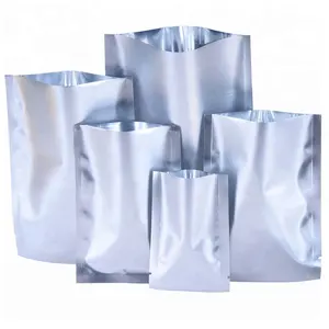 Kantong Plastik Kemasan Makanan Vakum Foil Aluminium Berlapis 3 Lapis Segel Tiga Sisi Kantung Plastik Mylar Foil Perak