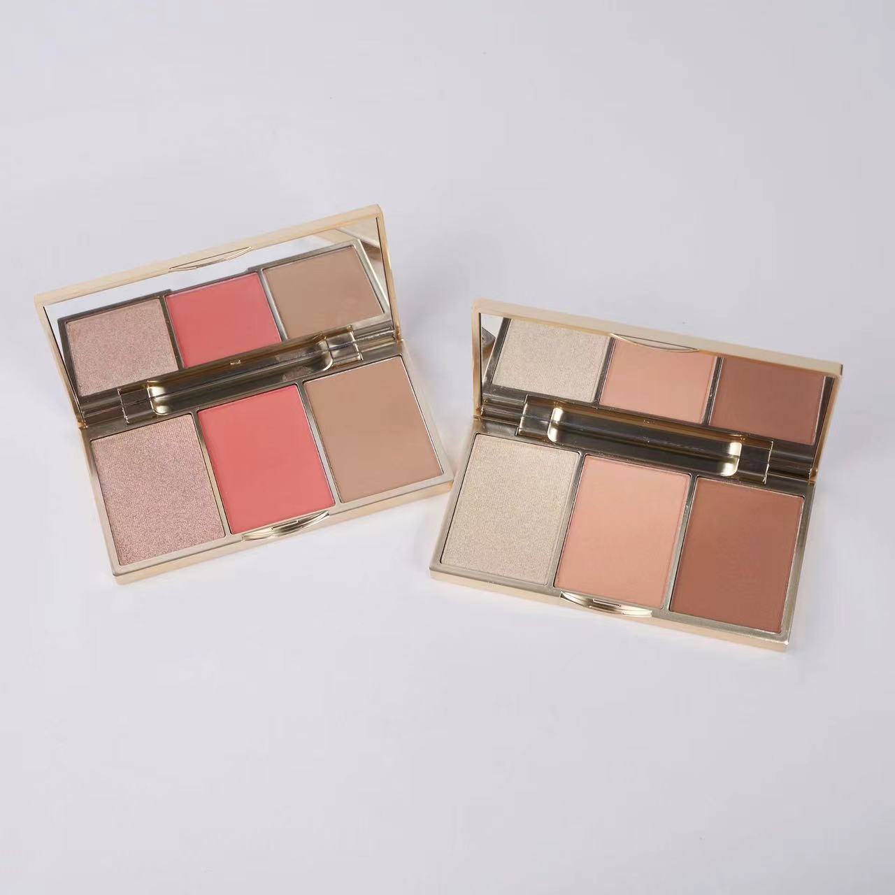 Cosmetics 3 In 1 Face Highlighter Blush Makeup Palette Face Brightener Contouring Highlighter Powder Palette