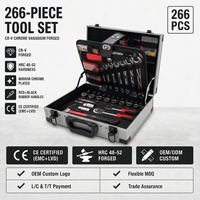Coffret d'outils de réparation automobile 266 pièces OEM, comprenant clés à cliquet, douilles, clés à molette et outils combinés