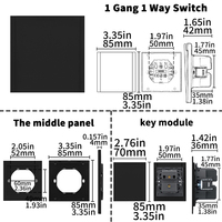 Interruptores y Enchufes de Pared WESA Ultrafinos con Botón Pulsador EU 1/2/3 Vías, Enchufe de Alimentación de 1 Vía, Combinación Libre, Diseño Moderno de Lujo