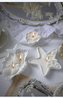 Bougie parfumée en forme de coquillage marin, en gypse perlé, avec coquille de conque et étoile de mer, décorative, idéale comme cadeau