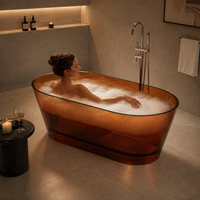 Nouvelle conception de baignoire autoportante en résine acrylique transparente avec drain, certifiée CE CUPC RoHS, pour usage hôtelier moderne