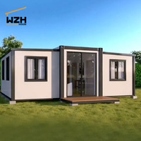 Maison modulaire préfabriquée simple extensible de 20 pieds ou 40 pieds avec grande porte vitrée pour une utilisation temporaire et permanente, maison conteneur