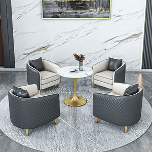 Juego de Sofás para Hotel en Forma de U, Estilo Minimalista de Lujo Ligero, Acabado en Cuero Duradero, Muebles para Sala de Recepción - Product Image 4