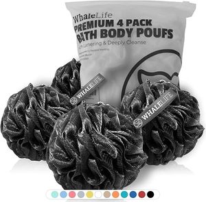 Loofah <b>Bath</b> Sponges - Black Gentle Exfoliating Shower Loofah for Rich Lather, Durable Mesh Body Scrubber for Men & Women 4 Pack - Product Image 2