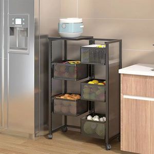 Estante giratorio de cocina, cestas de 270 grados, estante de almacenamiento de frutas y verduras, estante multifunción redondo para el hogar con ruedas - Product Image 5