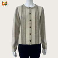 CG Winter Damen Vintage Gestreifter Langarm-Strickcardigan Anti-Schrumpf/Anti-Pilling Lässige Bürokleidung OEM/ODM Anpassbar