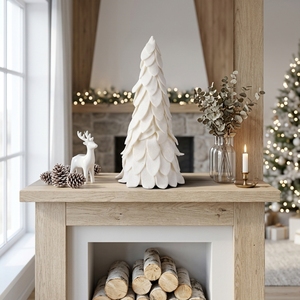 Ivory Felt Petal White <b>Christmas</b> <b>Tree</b> Glitter Dipped Wedding Decoration <b>Tree</b> Winter Wonderland Centerpiece - Product Image 2