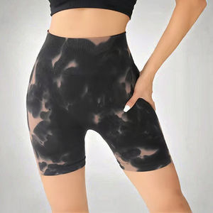 Short de sport sans couture taille haute élastique pour la course et le yoga, extensible dans les quatre sens, respirant, effet push-up, froncé - Product Image 3