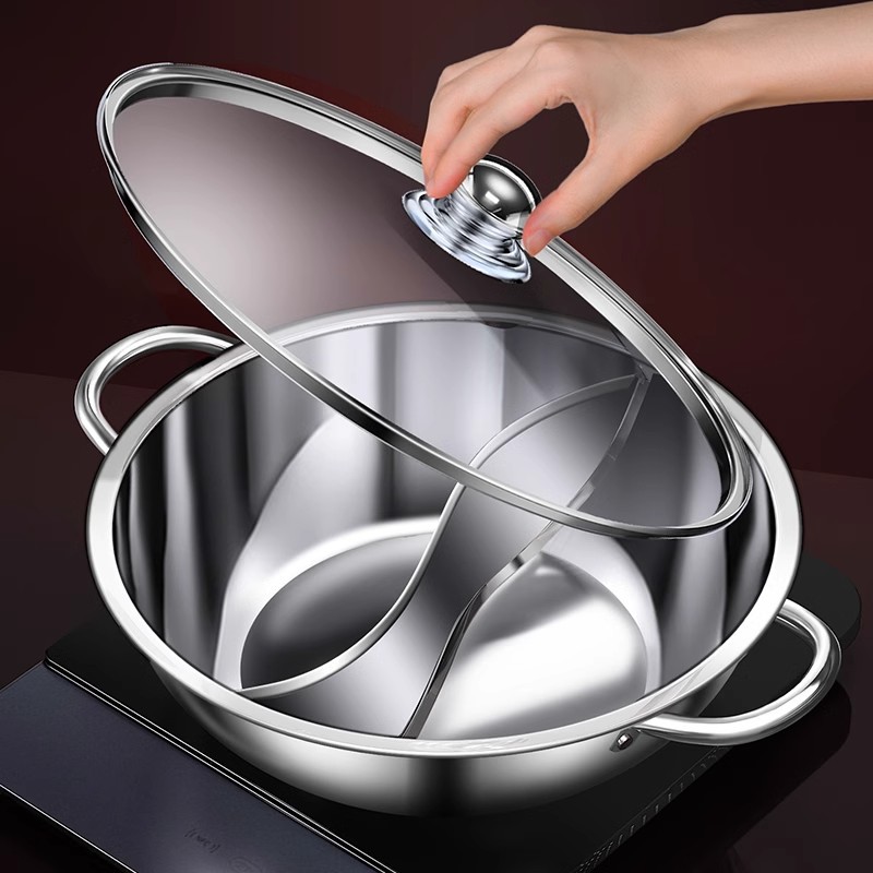 Extra Thick Double-Compartment Hot Pot [with Lid]