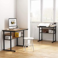 Escritorio de Computadora en Forma de L al por Mayor con Estantes de Almacenamiento, Reposapiés, Escritorio Grande para Juegos en Esquina, para Oficina en Casa, Estudio, Estación de Trabajo