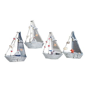 Coquille méditerranéenne Décoration de <span class=keywords><strong>petit</strong></span> bateau en bois Ornements de modèle de <span class=keywords><strong>voilier</strong></span> en bois Bateau d'artisanat pour enfants avec logo personnalisé - Product Image 1