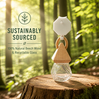 Diffuseur d'arômes suspendu en verre cristal géométrique minimaliste avec bouchon en bois naturel pour voiture et maison