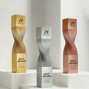 รางวัลเรซิ่นทรงกระบอกดีไซน์ใหม่ สีโรสโกลด์ รางวัลที่ระลึกแบบกำหนดเองสำหรับพิธีประจำปีของบริษัท - Product Image 1
