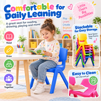 Chaise en plastique pour enfants de maternelle avec 26, 28 et 30 cm de hauteur de siège fixe au choix, mobilier scolaire coloré pour l'école maternelle