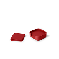 Ensemble de sous-verres rectangulaires en cuir PU Six sous-verres avec support en métal doré pour la décoration de table à la maison