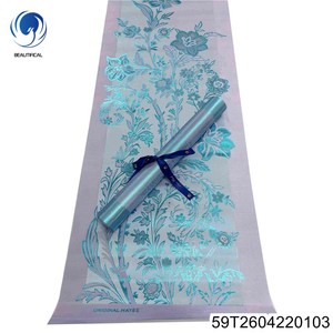 Nouveau 2026 Gele nigérian africain <span class=keywords><strong>Sego</strong></span> brodé en polyester 2,5 yards * 0,5 yards Sac 2-en-1 2 pièces Écologique Quatre saisons - Product Image 2