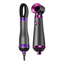 Sèche-cheveux personnalisable à moteur DC haute vitesse 750W, 3 réglages de vitesse, peigne lissant, fer à boucler électrique, brosse soufflante six-en-un