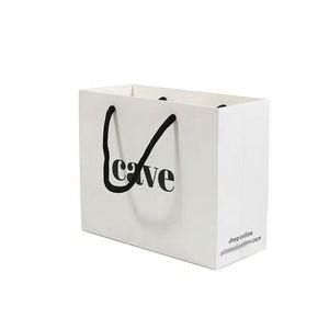 Wholesale Luxury Gift Printing Cowhide Handle Paper Bag Recyclable Retail Clothing Brand Logo Custom Shopping Packaging Bag - Product Image 1