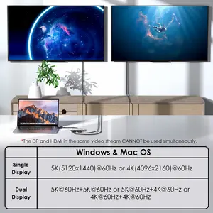 <span class=keywords><strong>Adaptador</strong></span> de Pantalla WAVLINK DL6950 con Chip <span class=keywords><strong>Displaylink</strong></span>, USB 3.0/USB C, Doble DP, 5K a 60Hz, con Función Mirror, Extend, MST y SST - Product Image 2