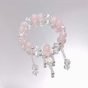 Pulsera de cuentas de cristal con esmalte cristalino, estilo campanas de viento, de fantasía, con cuentas de cristal craquelado tipo palomitas de maíz, colorida - Product Image 6