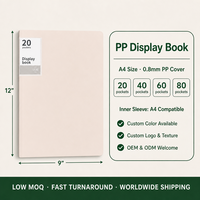 Porte-documents de présentation A4 personnalisé en PP, couverture 0,8 mm, 20, 40, 60, 80 pochettes, dossier à chargement par le haut, dos plat, pour bureau, OEM