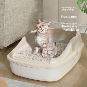 Bac à litière ouvert anti-éclaboussures détachable avec côtés hauts, toilette pour <span class=keywords><strong>chat</strong></span> et ensemble de pelle pour chats d'intérieur de petite et moyenne taille - Product Image 1