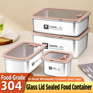 Contenedor de Almacenamiento de Alimentos de Acero Inoxidable SUS304 de Grado Alimenticio con Válvula de Ventilación, Tapa Transparente Hermética para Conservación de Alimentos - Product Image 2