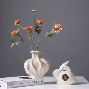 Luxury Nordic Wabi Sabi Vintage Design Ceramic Vase With Sculptural Texture for Living Room Dried Faux <b>Flower</b> <b>Display</b> - Product Image 2