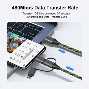 Ban đầu 8Pin MFI chứng nhận cáp nhà máy đa chức năng <span class=keywords><strong>3</strong></span> trong 1 MFI A đến L 2.4A nhanh chóng sạc USBC Cáp V8 <span class=keywords><strong>Micro</strong></span> <span class=keywords><strong>USB</strong></span> Cáp - Product Image 3