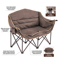 Chaise double personnalisée OEM robuste surdimensionnée portable pliable rembourrée moderne pour jardin pêche extérieur avec 2 porte-gobelets