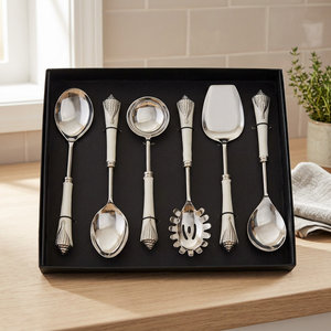 Juego de Cucharas para Servir Plateadas, Diseño Clásico, Acabado Espejo, Mango Largo, Utensilios de Cocina Duraderos para Bodas y Eventos - Product Image 2